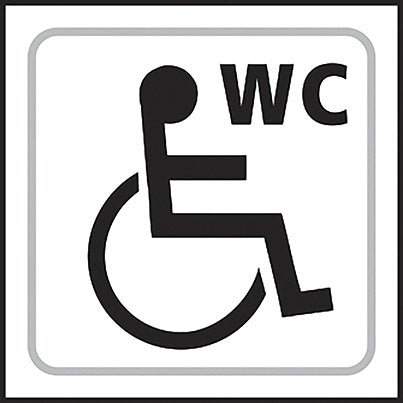 Taktyle White/Black Self-Adhesive Disabled "WC" Braille Sign 150mm x 150mm