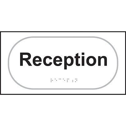 Taktyle  Self-Adhesive "Reception" Braille Sign 300mm x 150mm