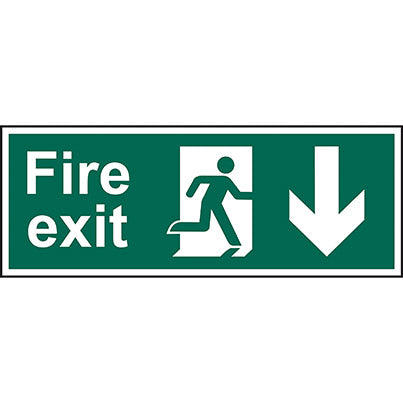 Self-Adhesive PVC "Fire Exit"  Man Sign 450mm x 150mm