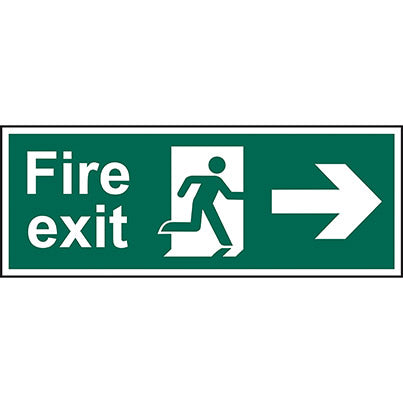 Self-Adhesive PVC "Fire Exit"  Man Sign 450mm x 150mm