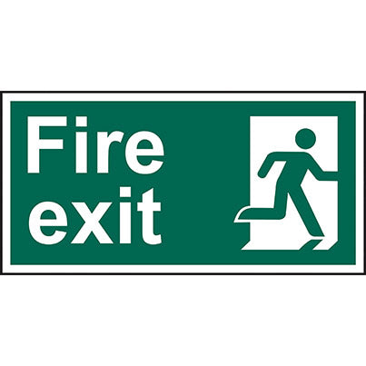 Self-Adhesive PVC "Fire Exit" Man Sign 300mm x 150mm