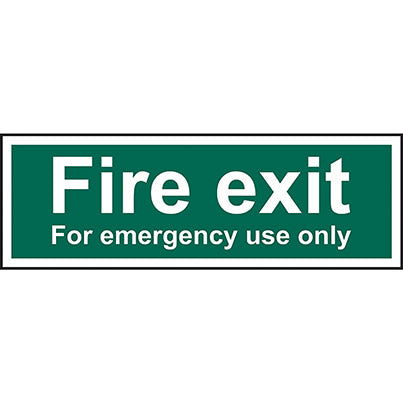 PVC "Fire Exit For Emergency Use Only" Sign 300mm x 100mm