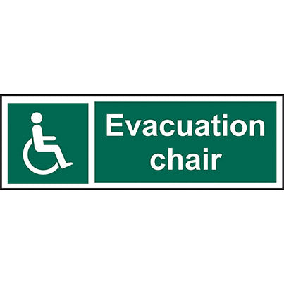 Self-Adhesive Vinyl "Evacuation Chair" Sign 300mm x 100mm