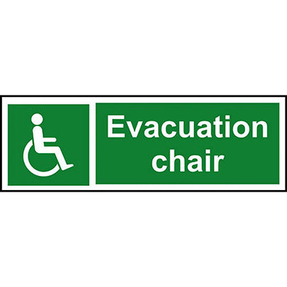 PVC "Evacuation Chair" Sign 300mm x 100mm