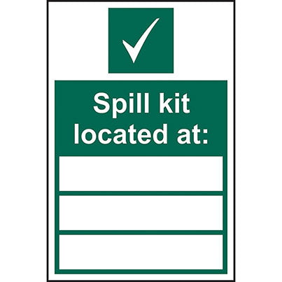 Self-Adhesive Vinyl "Spill Kit Located at" Sign 200mm x 300mm