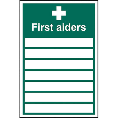 Self-Adhesive Vinyl "First Aiders" Sign 200mm x 300mm