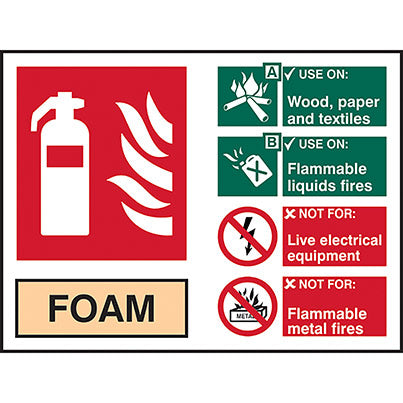 Self-Adhesive Vinyl Foam Extinguisher Information Sign 200mm x 150mm