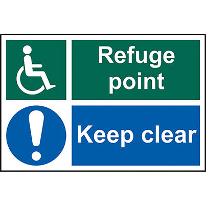 PVC Disabled "Refuge Point/Keep Clear" Sign 300mm x 200mm