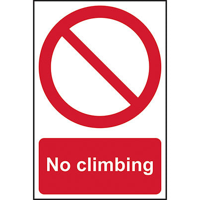 PVC "No Climbing" Sign 200mm x 300mm