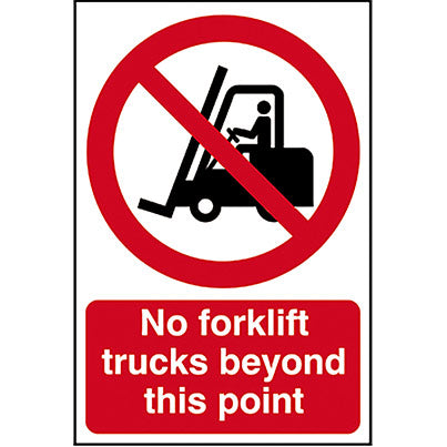Self-Adhesive Vinyl "No Forklift Trucks…" Sign 200mm x 300mm