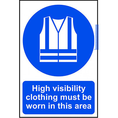Self-Adhesive Vinyl "Hi-Vis Clothing Must Be Worn..." Sign 200mm x 300mm