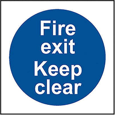 PVC "Fire Exit Keep Clear" Sign 100mm x 100mm
