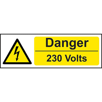 Self-Adhesive Vinyl "Danger 230 Volts" Sign
