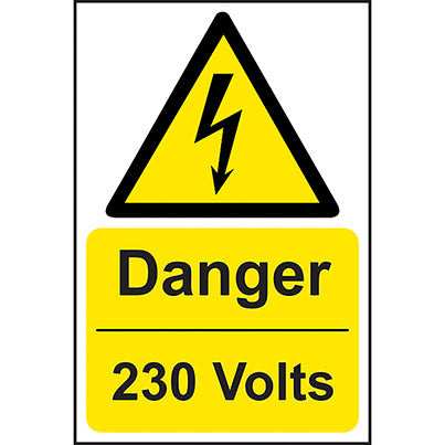 Self-Adhesive Vinyl "Danger 230 Volts" Sign