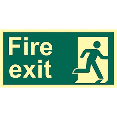 Self-Adhesive Vinyl Photoluminescent "Fire Exit" Right Man Sign