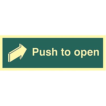 Vinyl Photoluminescent "Push To Open" Sign 300mm x 100mm