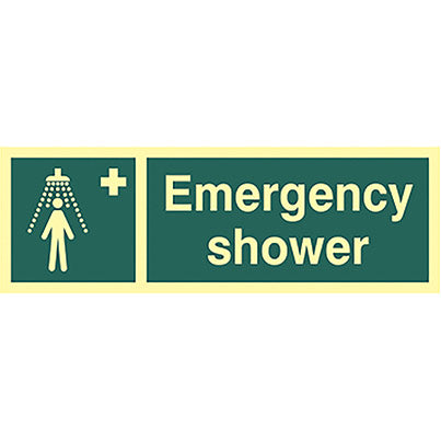 Self-Adhesive Vinyl Photoluminescent "Emergency Shower" Sign 300mm x 100mm