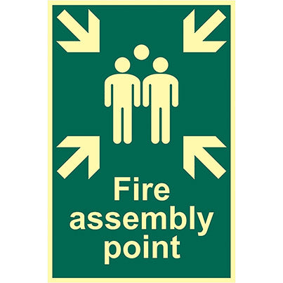Vinyl Photoluminescent "Fire Assembly Point" Sign 200mm x 300mm