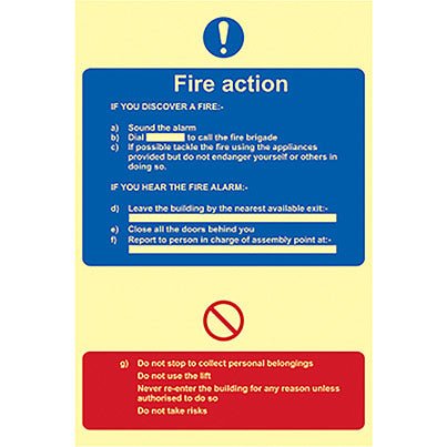 Self-Adhesive Vinyl Photoluminescent Fire Plan Sign 200mm x 300mm