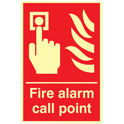 Self-Adhesive Vinyl Photoluminescent "Fire Alarm Call Point" Sign 200mm x 300mm