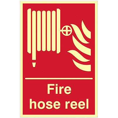 Self-Adhesive Vinyl Photoluminescent "Fire Hose Reel" Sign 200mm x 300mm