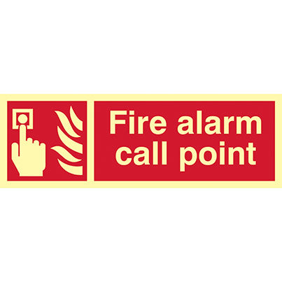 Self-Adhesive Vinyl Photoluminescent "Fire Alarm Call Point" Sign