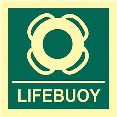 Self-Adhesive Vinyl Photoluminescent "Lifebuoy" Sign 150mm x 150mm