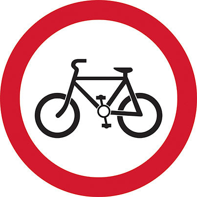 Dibond Circular "Cyclists Prohibited" Road Sign with Channel
