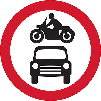 Dibond Motor Vehicles Prohibited Road Sign 600mm