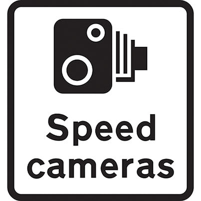 Dibond Rectangular "Speed Cameras" Road Sign with Channel 450mm x 550mm