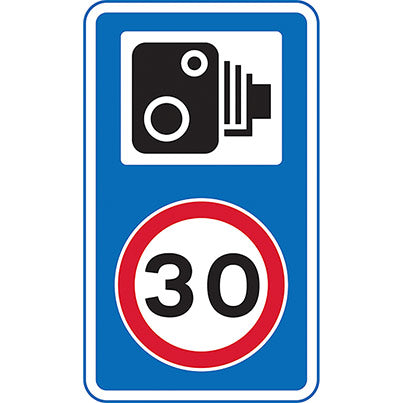 Dibond Rectangular Speed Camera/30mph Road Sign 420mm x 720mm