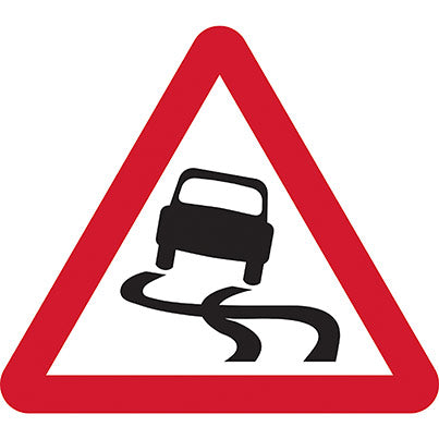 Zintec Triangular "Slippery Road" Temporary Road Sign 750mm