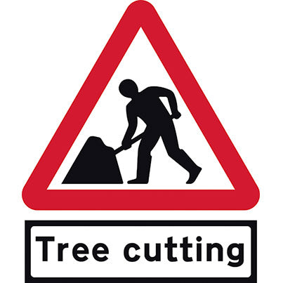 Roll-Up Road Works Sign with "Tree Cutting" Supplementary Plate