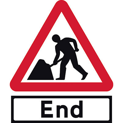 Roll-Up Road Works Sign with "End" Supplementary Plate