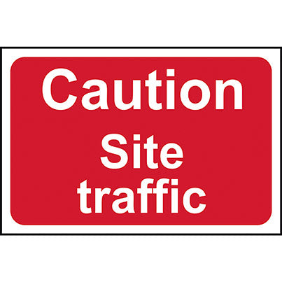 PVC Rectangular "Caution Site Traffic" Road Sign 600mm x 450mm