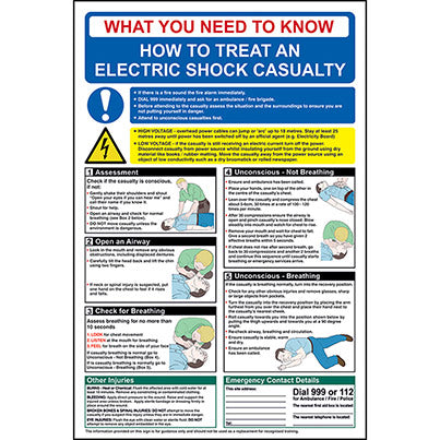 PVC Electric Shock Casualty Safety Poster 400mm x 600mm