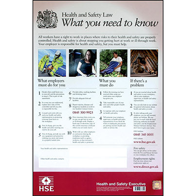 Laminated HSE Law Poster 297mm x 420mm