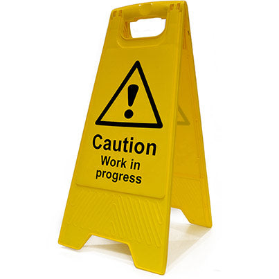 Heavy-Duty "Caution Work In Progress" A-Board Sign 300mm x 620mm