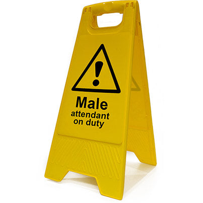 Heavy-Duty "Male Attendant On Duty" A-Board Sign 300mm x 620mm