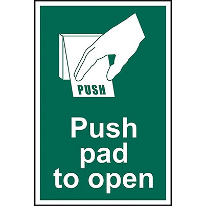 PVC "Push Pad To Open" Sign 100mm x 150mm