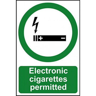 PVC "Electronic Cigarettes Permitted" Sign 200mm x 300mm