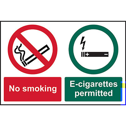 Self-Adhesive Vinyl "No Smoking, E-Cigarettes Permitted" Sign 300mm x 200mm