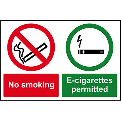 PVC "No Smoking, E-Cigarettes Permitted" Sign 300mm x 200mm