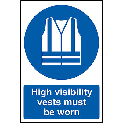 Self-Adhesive Vinyl "Hi-Vis Vest Must Be Worn" Sign 200mm x 300mm