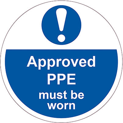 Slip-Resistant Laminate "Approved PPE Must be Worn" Floor Graphic 400mm