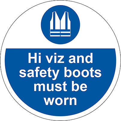 Slip-Resistant "Hi-Vis and Safety Boots Must be Worn" Floor Graphic 400mm