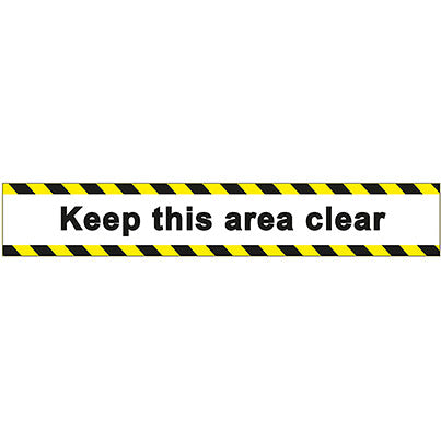 Slip-Resistant Laminate "Keep This Area Clear" Floor Graphic 600mm x 100mm