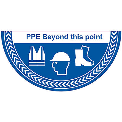 Slip-Resistant Laminate "PPE Beyond This Point" Floor Graphic 750mm x 375mm