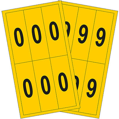 Self-Adhesive Black/Yellow 0-9 Number Sheets 45mm x 130mm (Pack of 10)