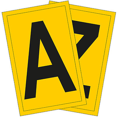 Self-Adhesive Black/Yellow A-Z Letter Sheets 140mm x 230mm (Pack of 26)